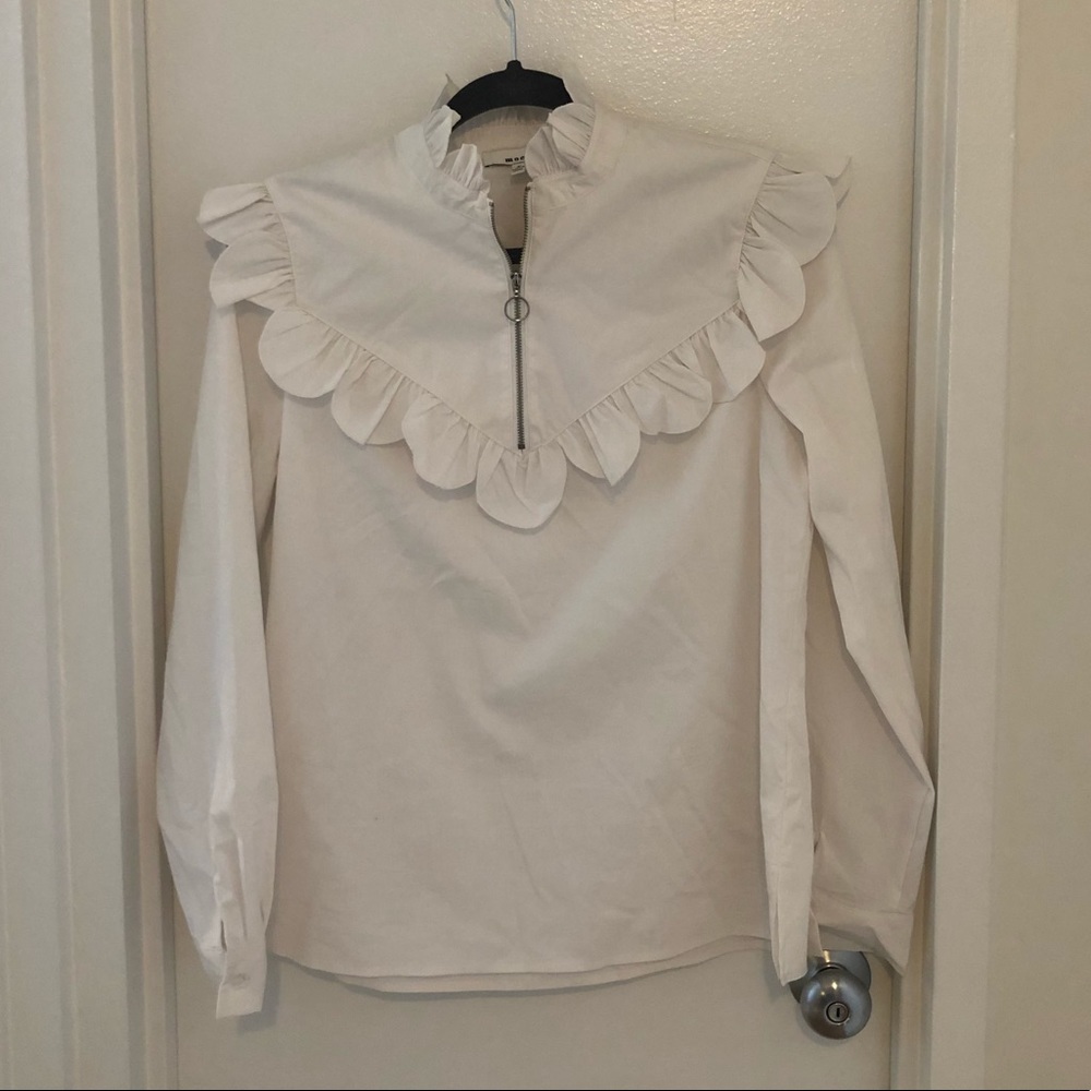White Ruffled Blouse - Picture 2 of 4